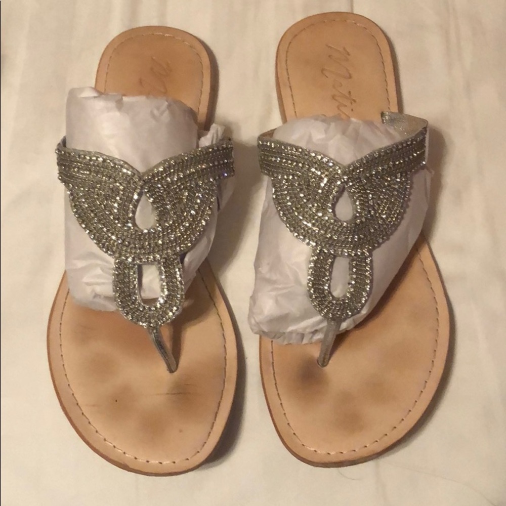 Silver Rhinestone Flats Size 11